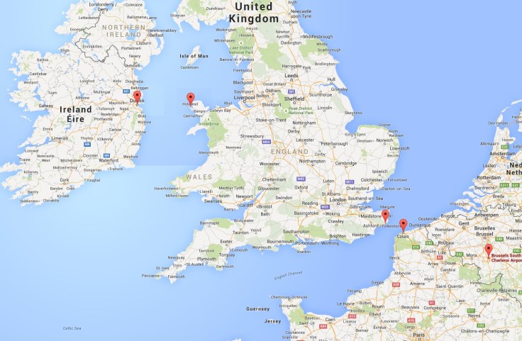 Ierland, Engeland & Wales - Dublin, Holyhead, Dover, Calais, Charleroi